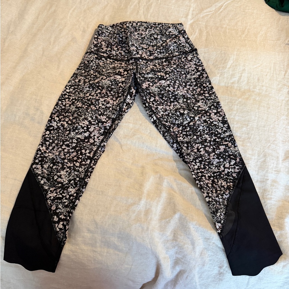 lululemon athletica Black Floral Capri Leggings